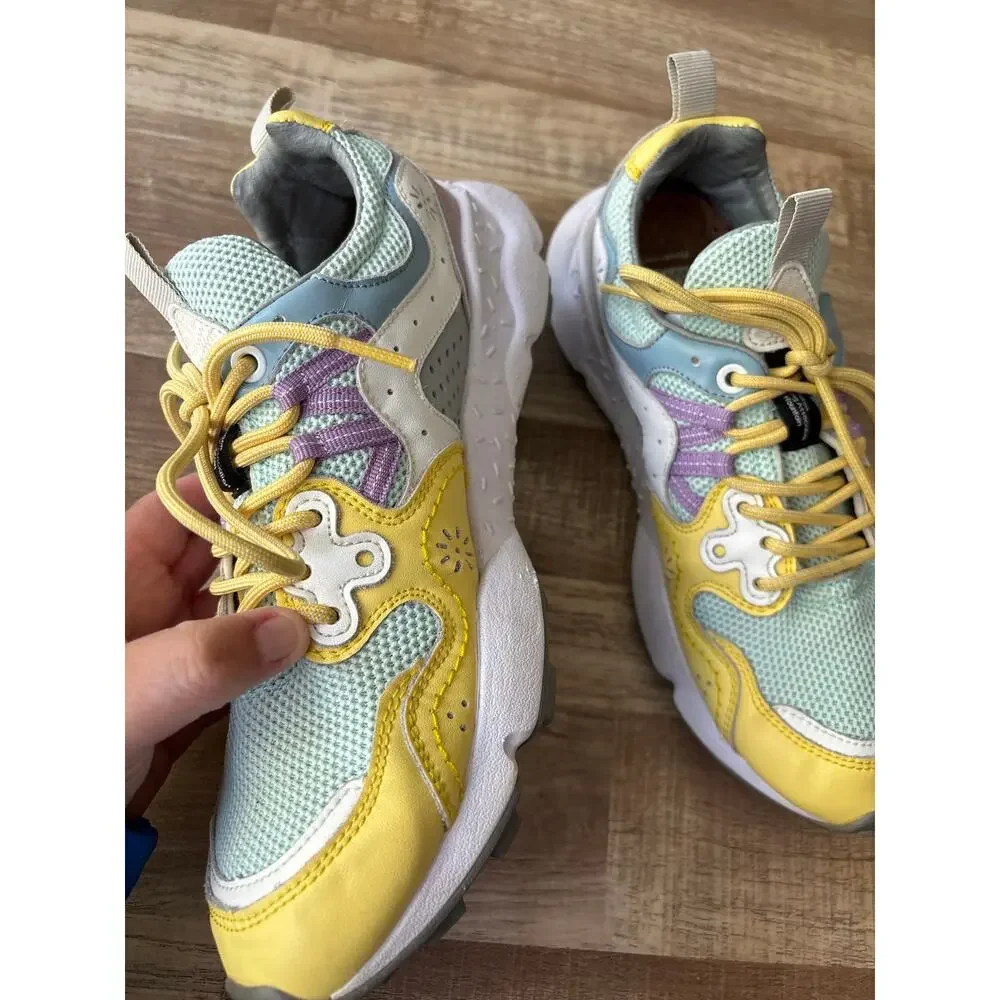 Flower Mountain Yamano 3 Calf Sneakers in Nylon Lime/ Tiffany size 8